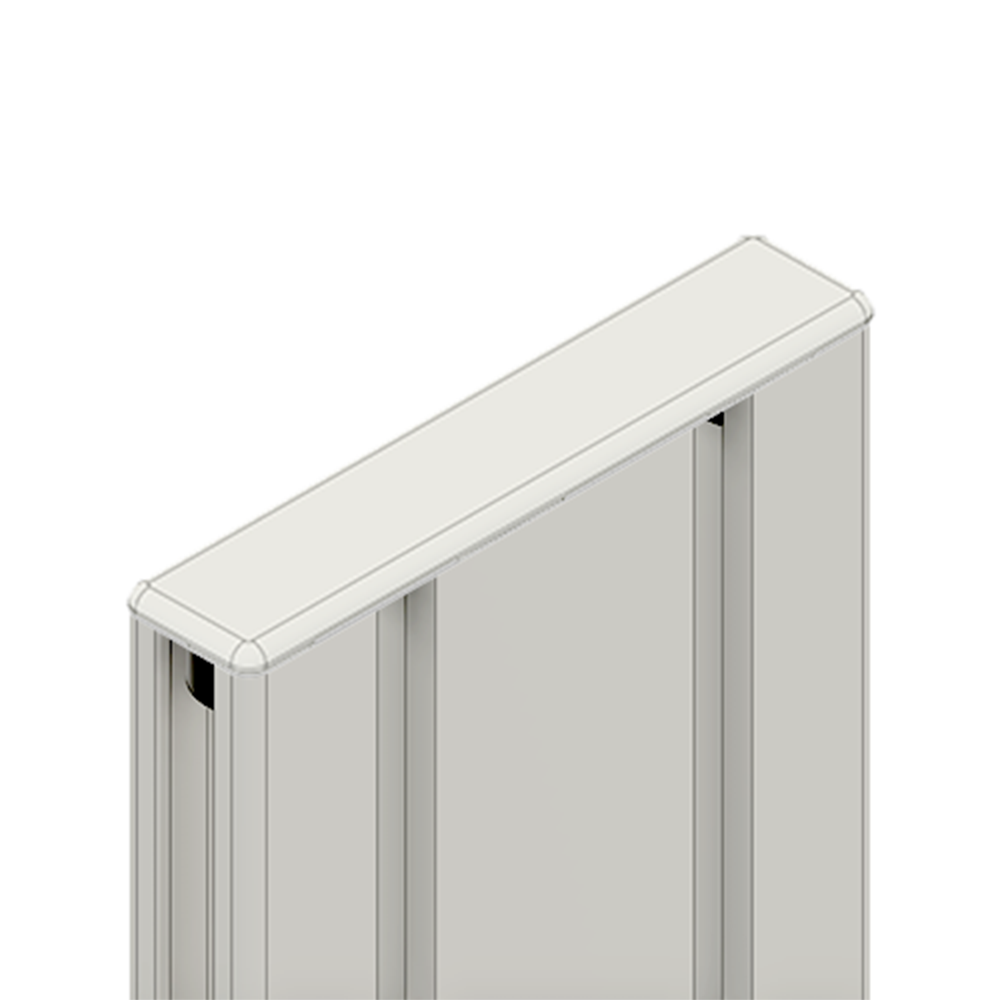 60-100-2 MODULAR SOLUTIONS POLYAMIDE PART<br>END CAP 90MM X 18.5MM LIGHT GRAY